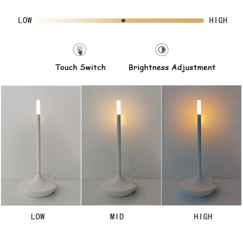 Imagem -03 - Lâmpada de Mesa sem Fio Recarregável para Quarto Lâmpada de Toque Usb-c Bar Vela Criativa Camping Desk Lamp