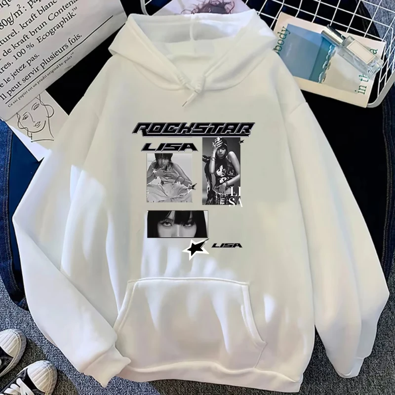 ليزا روكستار هوديي مادة صديقة للبيئة أنثى المعبود موضة ريترو للجنسين البلوز الخريف الشتاء خمر كوريا أنيمي هوديي #2