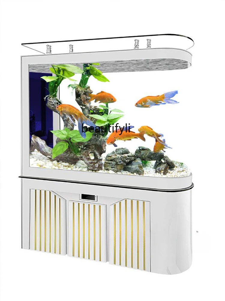 

Modern New Light Luxury Fish Tank Living Room Small Floor Household Large Subareas Screens Hallway Change Water