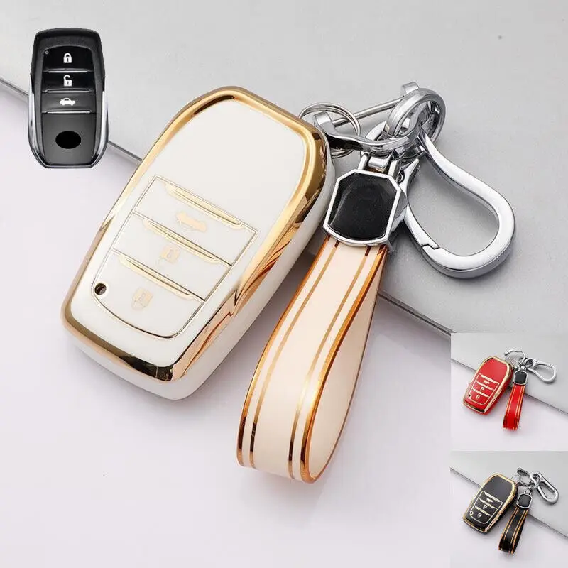 TPU Car Remote Smart Key Fob Case Cover Holder For Toyota Hilux Fortuner Highlander Land Cruise Riez RAV4 Camry Prado Innova 86