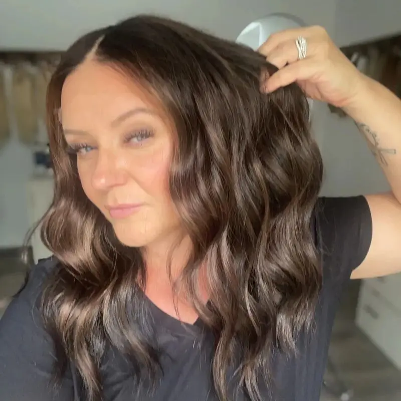 14 بوصة موجة قصيرة بوب 13x4 أومبير الشوكولاته البني تسليط الضوء على الاصطناعية HD الدانتيل شعر مستعار أمامي واقعية شعري شعر مستعار عالي الجودة #2