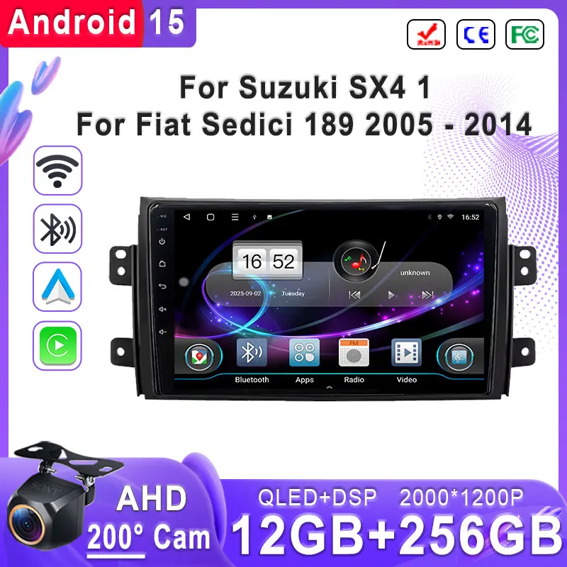 Android 15 2K Incell Screen Мультимедиа для Suzuki SX4 1 для Fiat Sedici 189 2005-2014 Автомобильная GPS-навигация Высокопроизводительный Wi-Fi