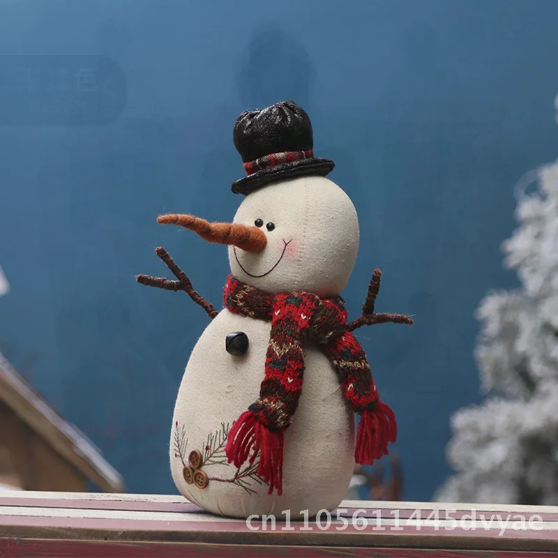 

Бежевый льняной рождественский снеговик, кукла, украшение ручной работы, украшение для окна, диаметр 40 см, идея праздничного подарка