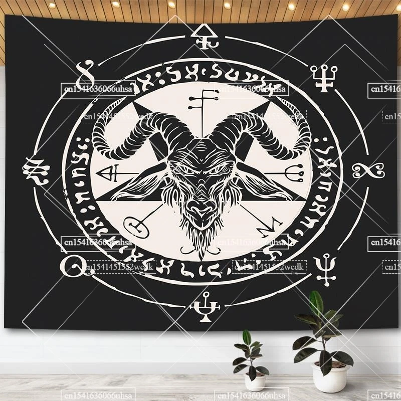 Satan Demon Occult Tapestry Baphomet Aesthetic Room Decor Gothic Devil Pentagram Satanic Tapestrys Home Decoration Blankets