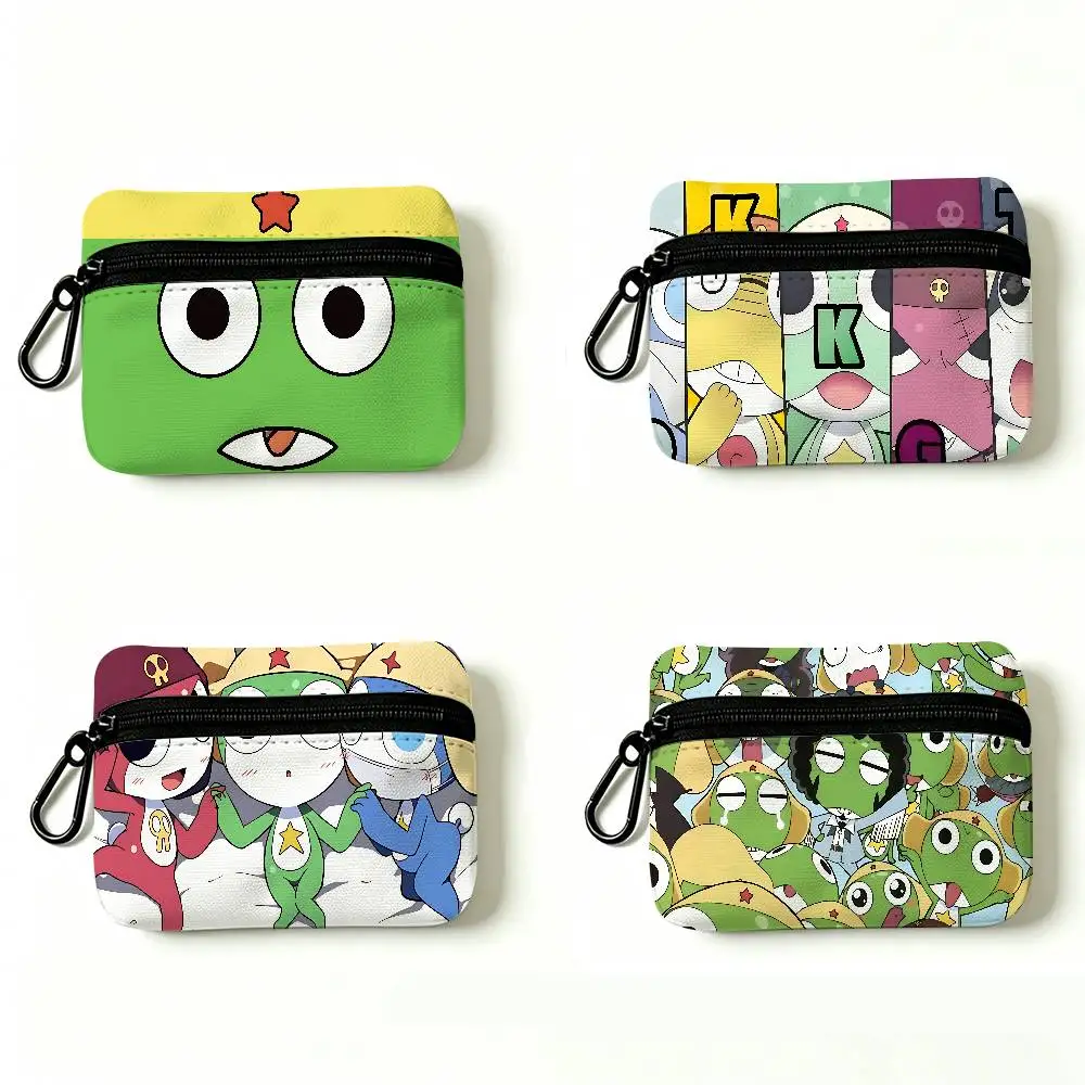 K-Keroro Gunsou Frog Waterproof Oxford Cloth Zipper Wallet Portable Hanging Small Coin Purse For Travel