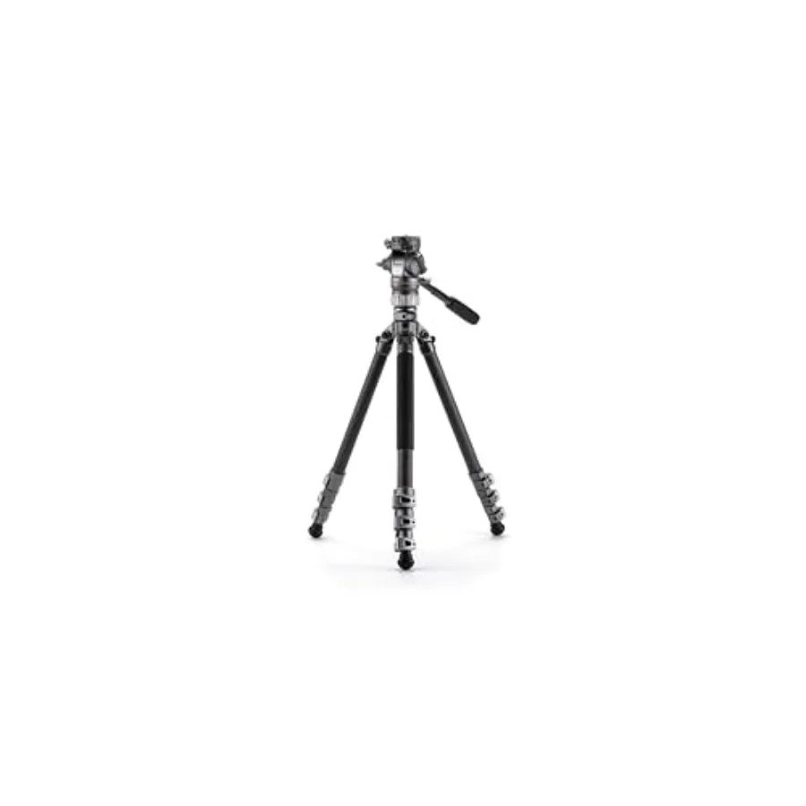 

Штатив для видеосъемки VT05 Travel Video Tripod - серый, с флюидной головкой, 3-секционными ножками из углеродного волокна, резиновыми наконечниками и множеством резьбовых соединений 1/4-20.