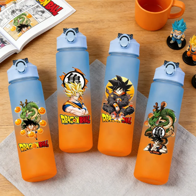 Botella de Agua de 750 ml de Dragon Ball, Botella Deportiva de Plástico con Diseño de Goku, a Prueba de Fugas, Portátil, con Pajita, para Gimnasio, Regalo