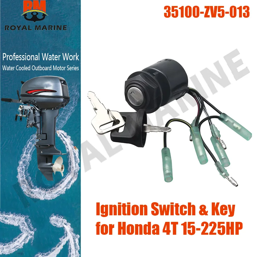 35100-ZV5-013 Ignition Switch & Key for Honda 15-225HP BF115 BF135 BF150 BF200 BF225 Remote Control Box 35100ZV5013