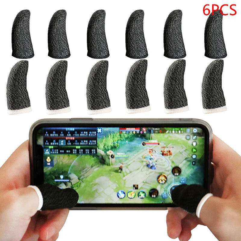 6PCS Breathable Game Controller Finger Cover Sweat Proof Gaming Finger Gloves Non-Scratch Sleeve Sensitive Nylon Mobile Touch