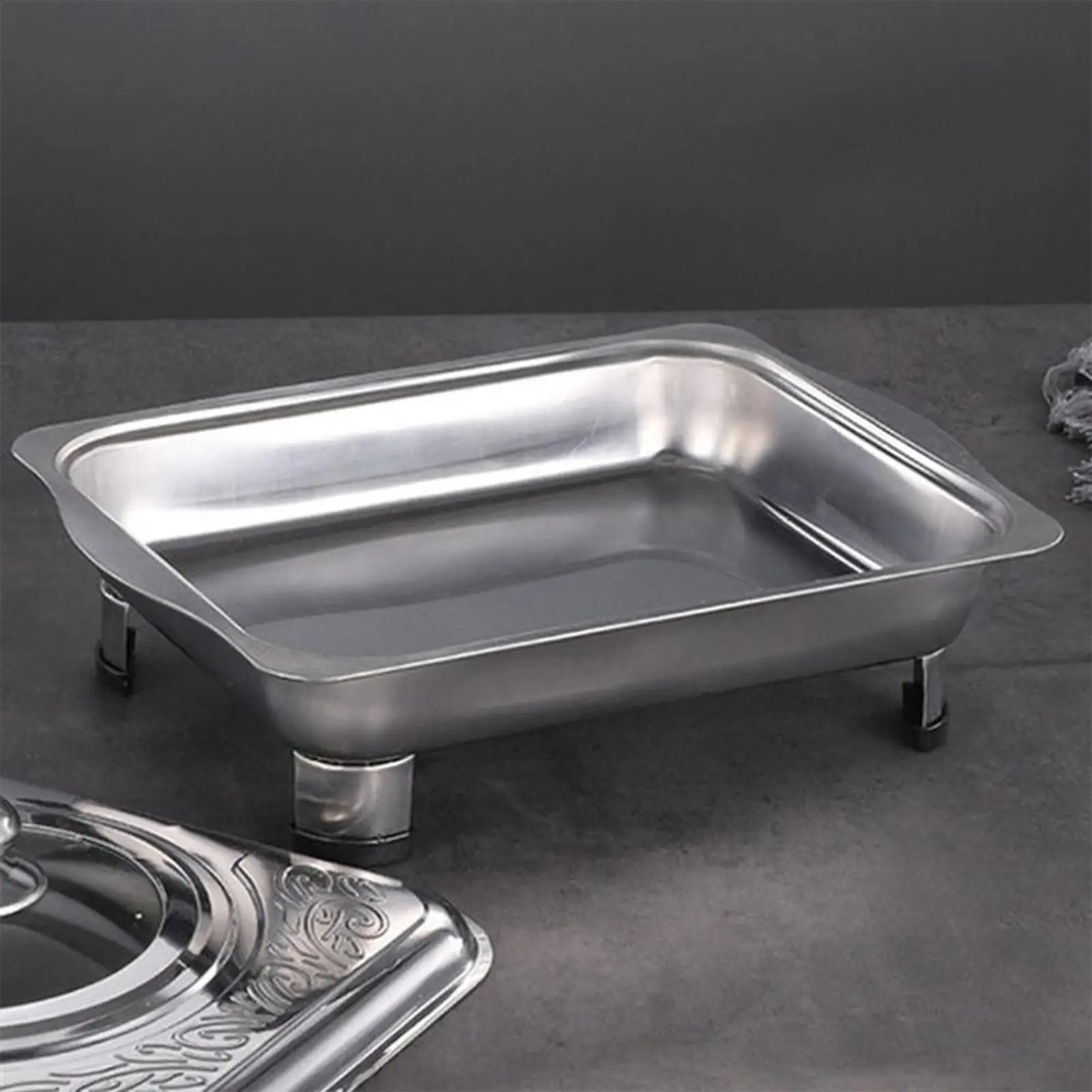 Zestaw bufetowy ze stali nierdzewnej, ze szklaną pokrywką, okrągła taca do podgrzewania żywności, na przyjęcia, kolacje i catering