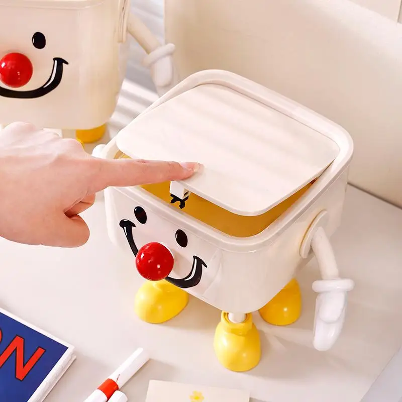 Creative Durable Trash Can for Living Room And Bedroom High Aesthetic Value Love Clown Design Ideal Home Organization Tool