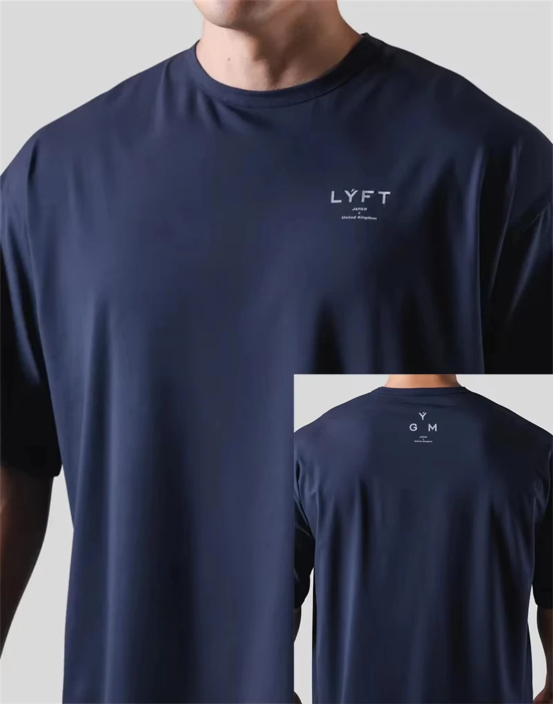 LYFT JP&UK Marken-Herren-T-Shirt, Lässiges Fitness-Kurzarm-T-Shirt aus Baumwolle, Bodybuilding-Workout – Detail 4