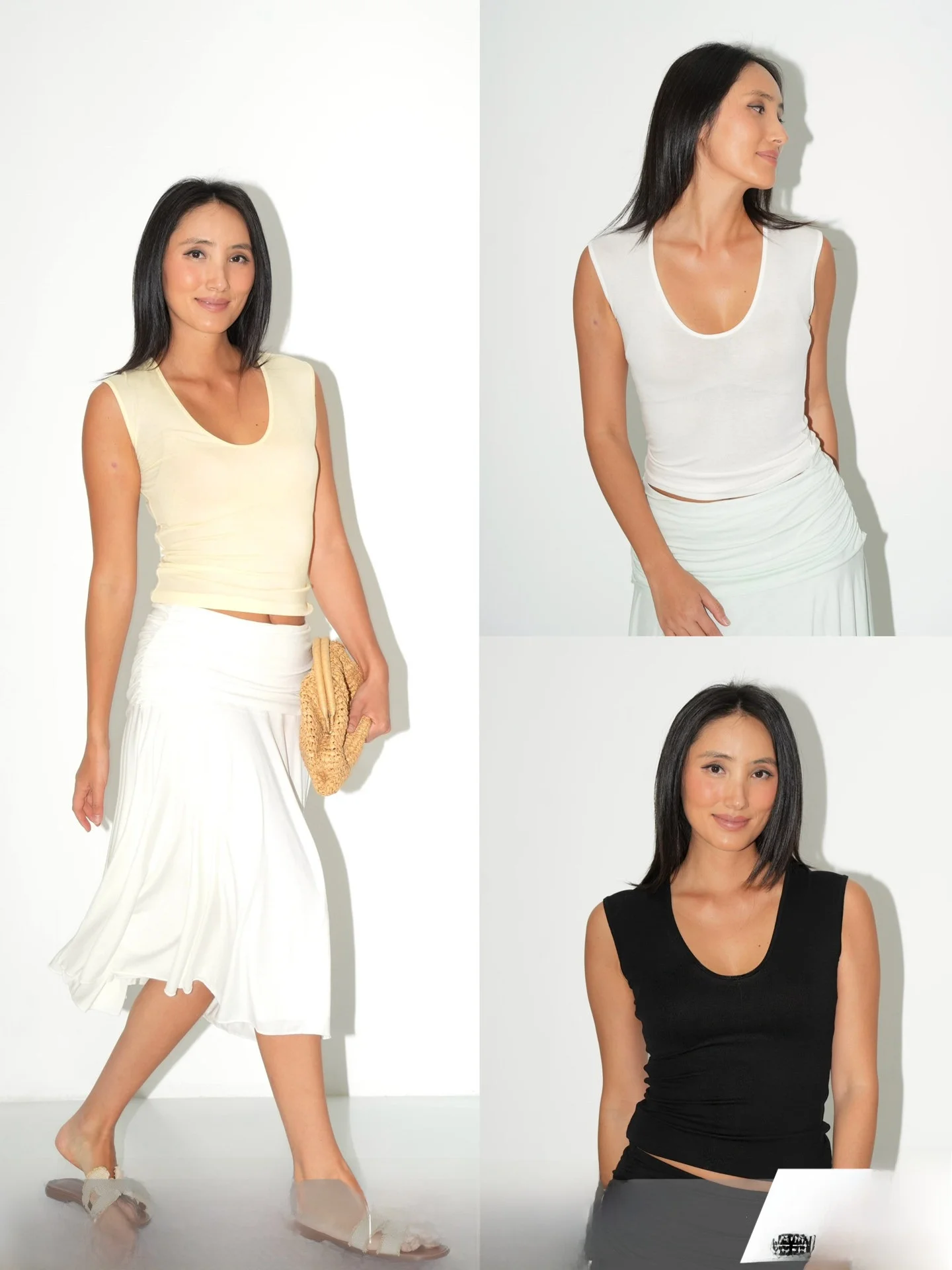 

Женский облегающий топ WellD серии Feather с широкими бретелями и глубоким U-образным вырезом из австралийской мериносовой шерсти и лиоцелла