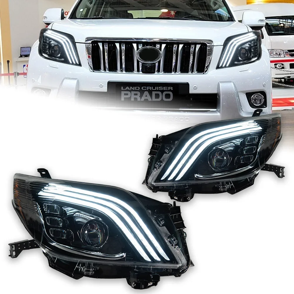 Car Lights for Toyotas Prado LED Headlight Projector Lens 2010-2013 Front Drl Signal Automotive Accessories