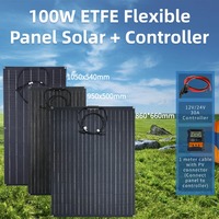 ETFE 100W Solar Panel 18V Semi-flexible Monocrystalline Solar Cell DIY Cable Outdoor Car RV Waterproof Rechargeable Power System