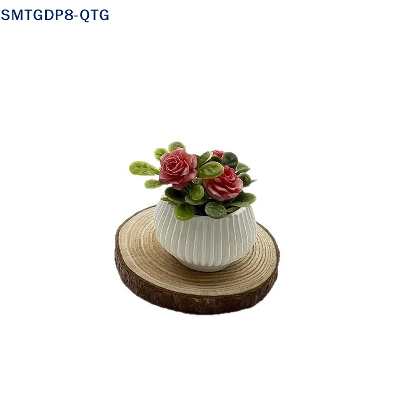 

Хит продаж! 1 шт. Миниатюрная модель растения: роза в горшке для декора гостиной кукольного домика, миниатюрный ландшафт, поделка ручной работы.