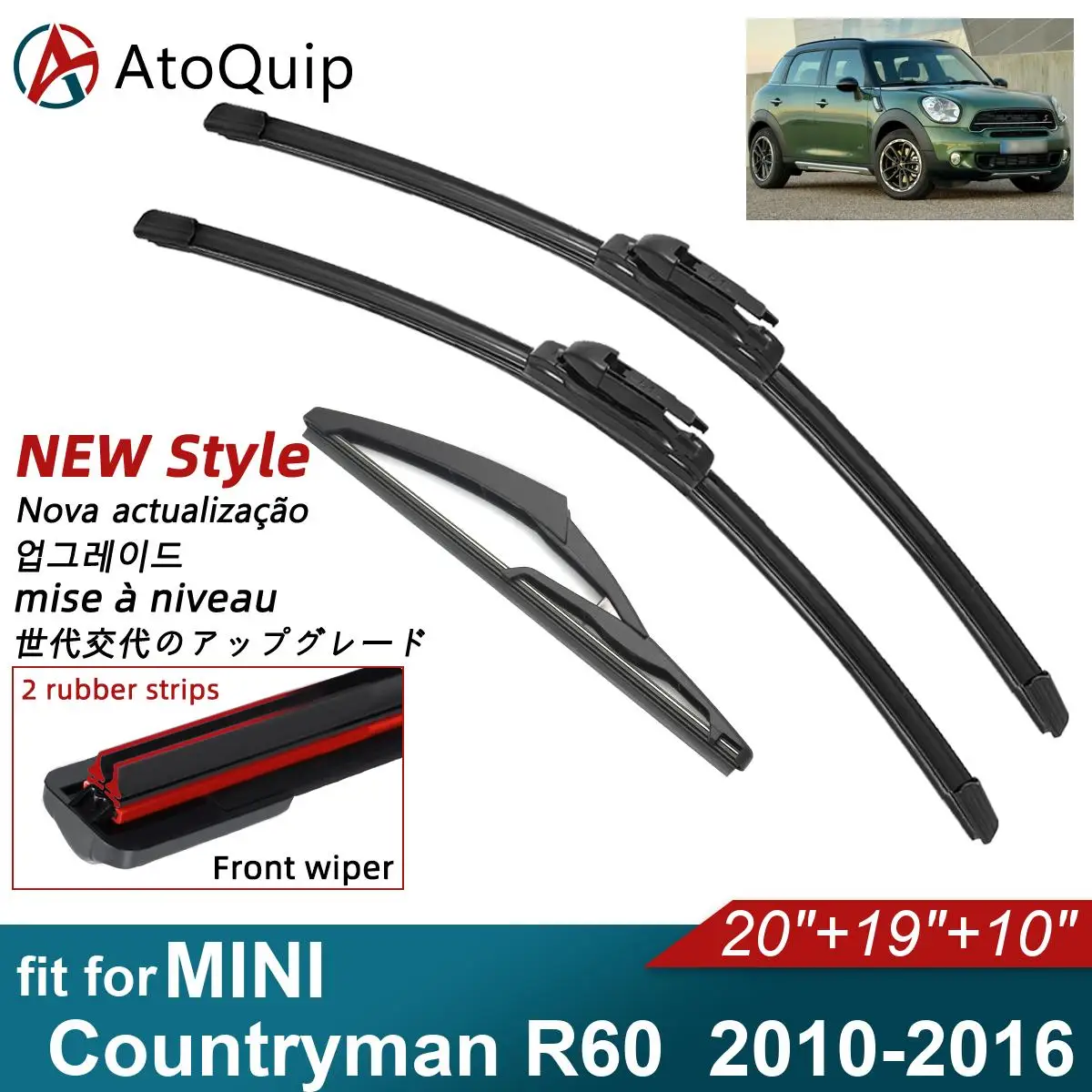 

Double Rubber Car Wiper Blades for 2010-2016 MINI Countryman R60 Front Rear Wipers Accessories 2011 2012 2013 2014 2015 2016