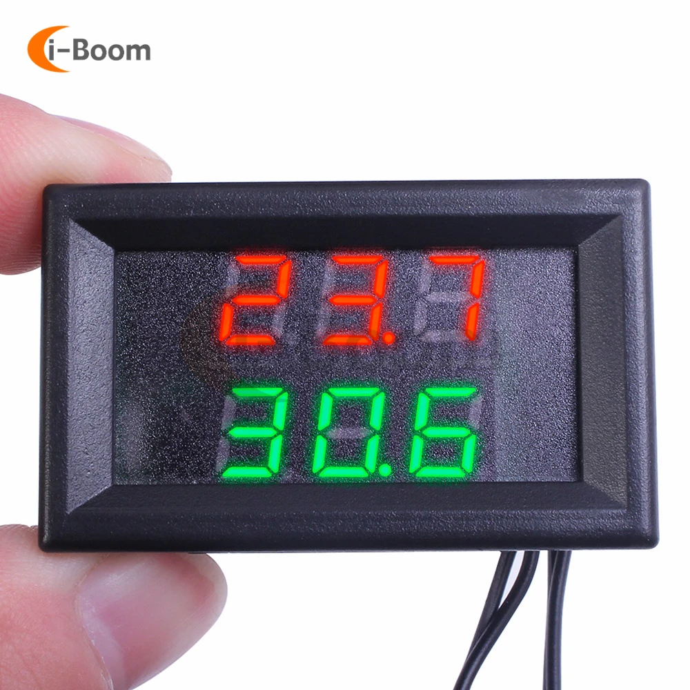 DC 4V-28V LED Dual Display Digital Thermometer Temperature Sensor Tester 0.28 inch Screen Display With NTC Metal Probe