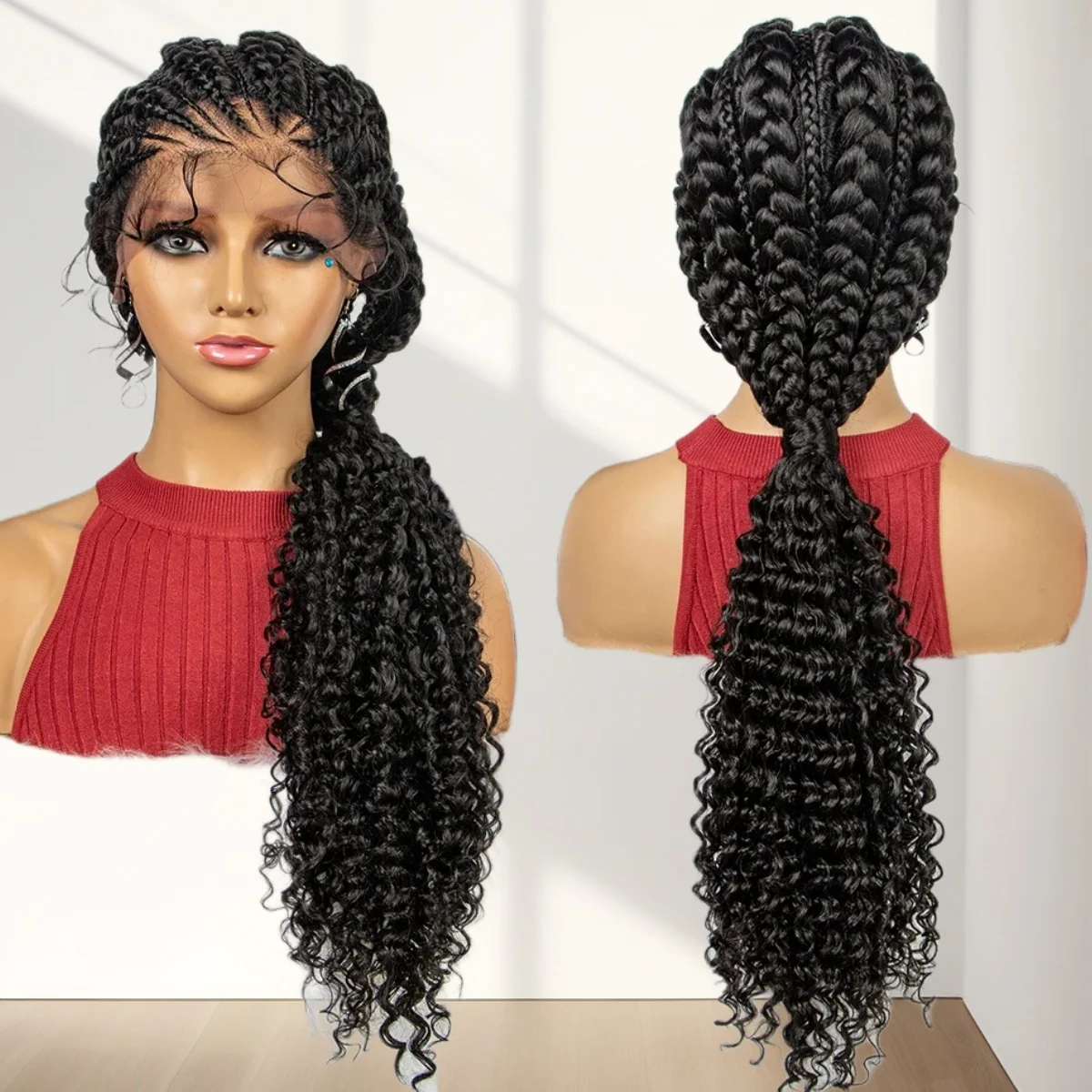 

Synthetic Lace Braided Wigs for Black Women Box Braid Wig Glueless Cornrow Braided Lace Front Wigs with Baby Hair