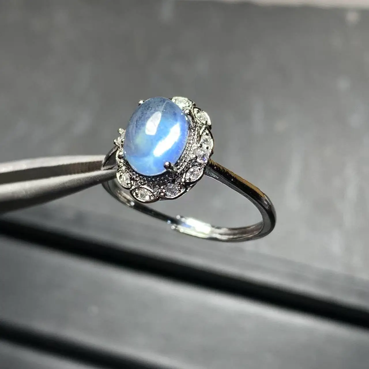 MM Natural Aquamarine Ring  Adjustable Female  Jewelry for Women Gift Wholesale High Quality Vintage Fine view 3