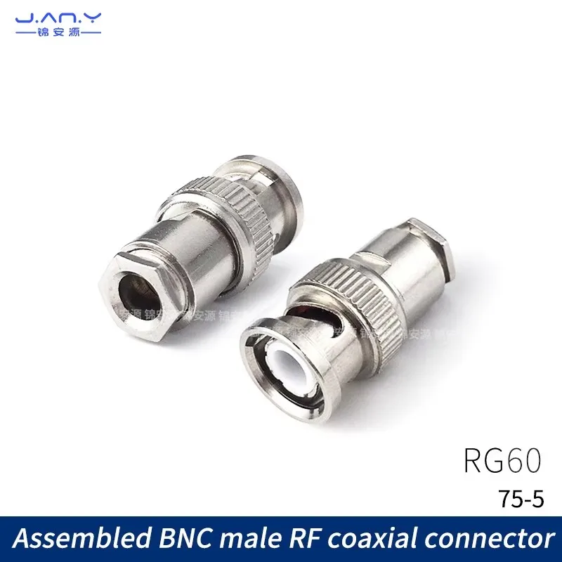 

1 piece copper RG58/59/60 extruded five-piece BNC male 75-3/4/5/7 RF coaxial connector Q9 head multi-piece assembled solderless