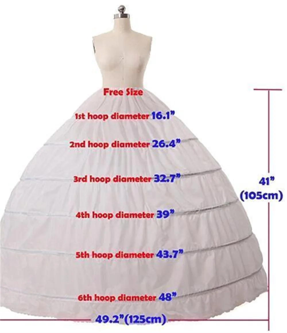 MisShow Ball Gown 6 Hopps Petticoat for Wedding Dress 9 Colors Crinoline Underskirt for Bridal Gown Floor Length Puffy Skirts