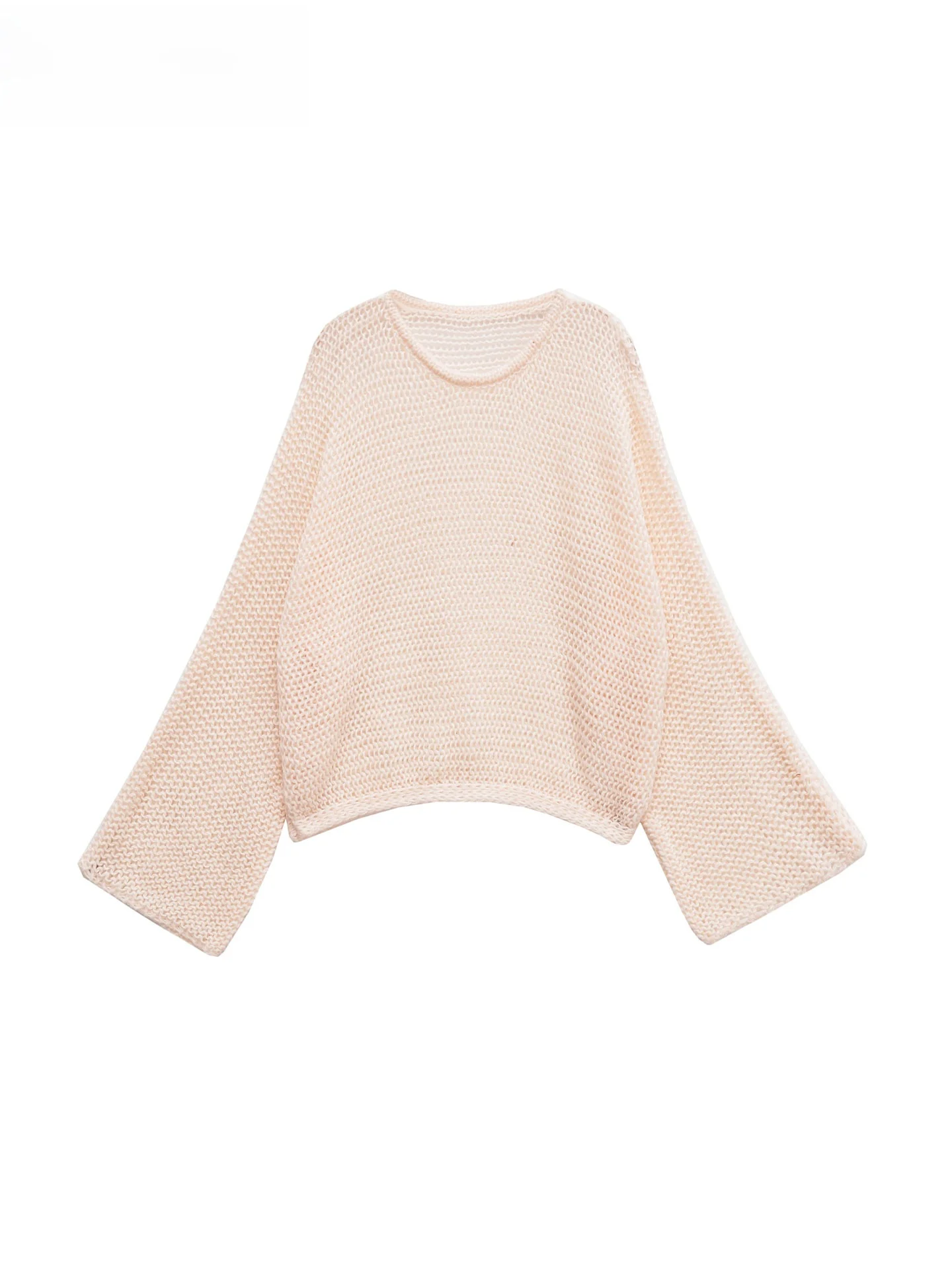 

ZAPRHA 2025 летний новый модный повседневный свободный круглый вязаный свитер Ne Long Sve, универсальный удобный женский топ для поездок на работу