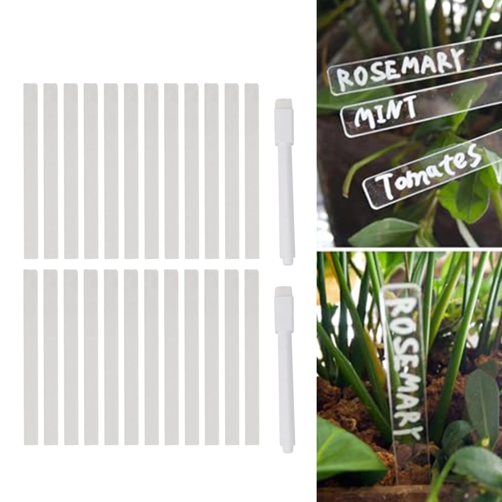 24Pcs Acrylic Plant Label Tag With Pen Clear Blanks Plant Markers For Potted Flowers Plant Pot Label Plant Markers Garden Pots
