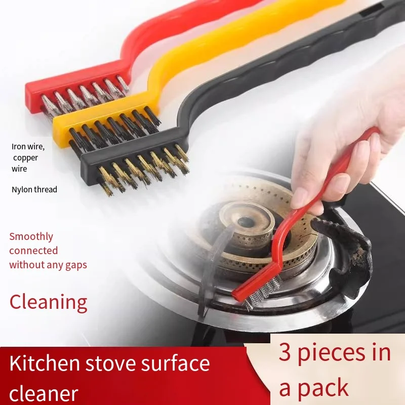 Wire Clean Brush Set For Kitchen Countertop Range Hood Gap Gas Stove Cleaning Brushes