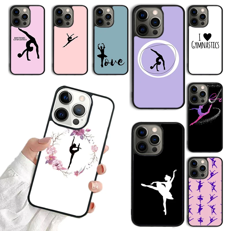 Love Gymnastics silhouette sports Phone Case For iPhone 16 15 14 13 12 Mini 11 Pro Max Plus X XS Max XR Cover coque