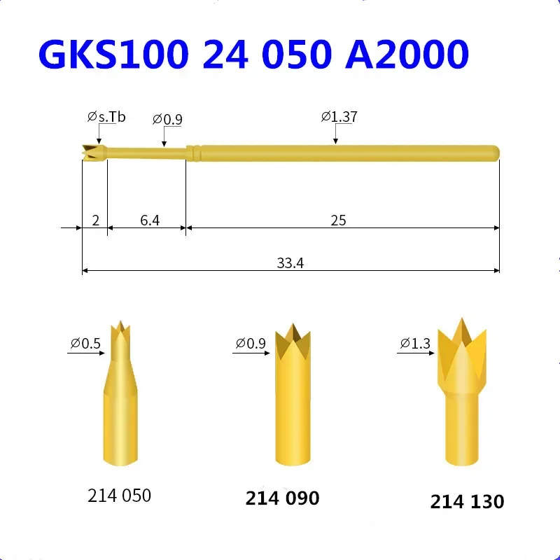 100PCS INGUN British Steel Probe GKS100 214 050 A2000/A3000 Four-jaw Plum Blossom Head 1.36mm Spring Test Needle for ICT Test