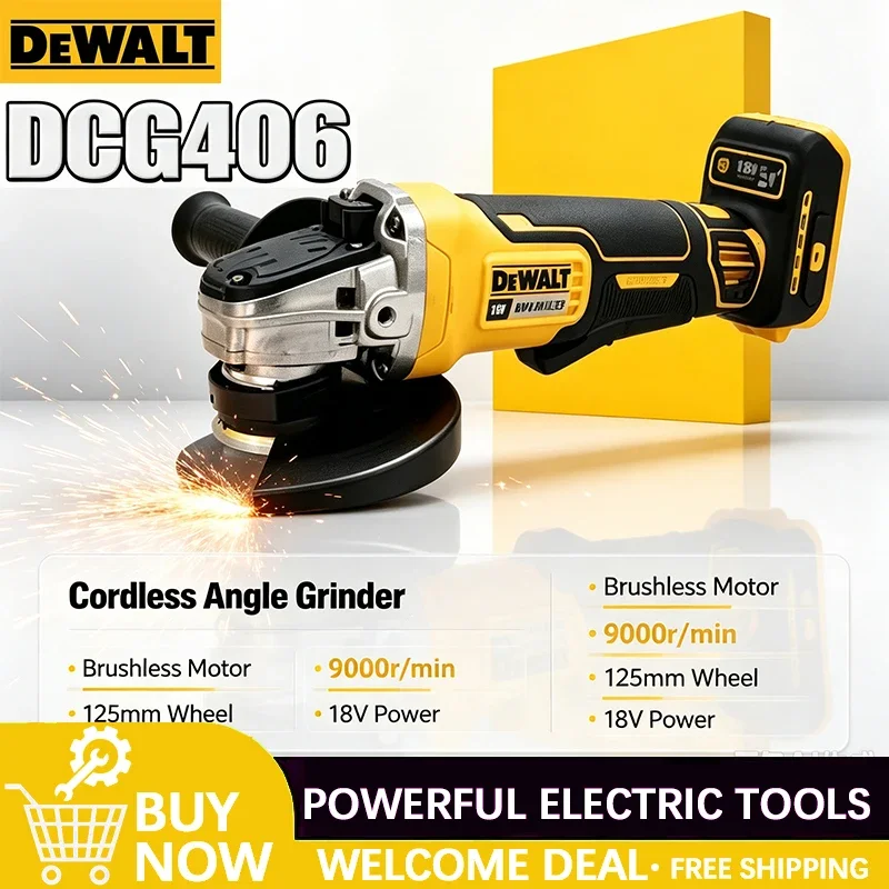 Dewalt DCG406 125MM Brushless Angle Grinder 9000RPM Cordless Cutting Machine Impact Polisher Machine 18V Rechargeable Power Tool