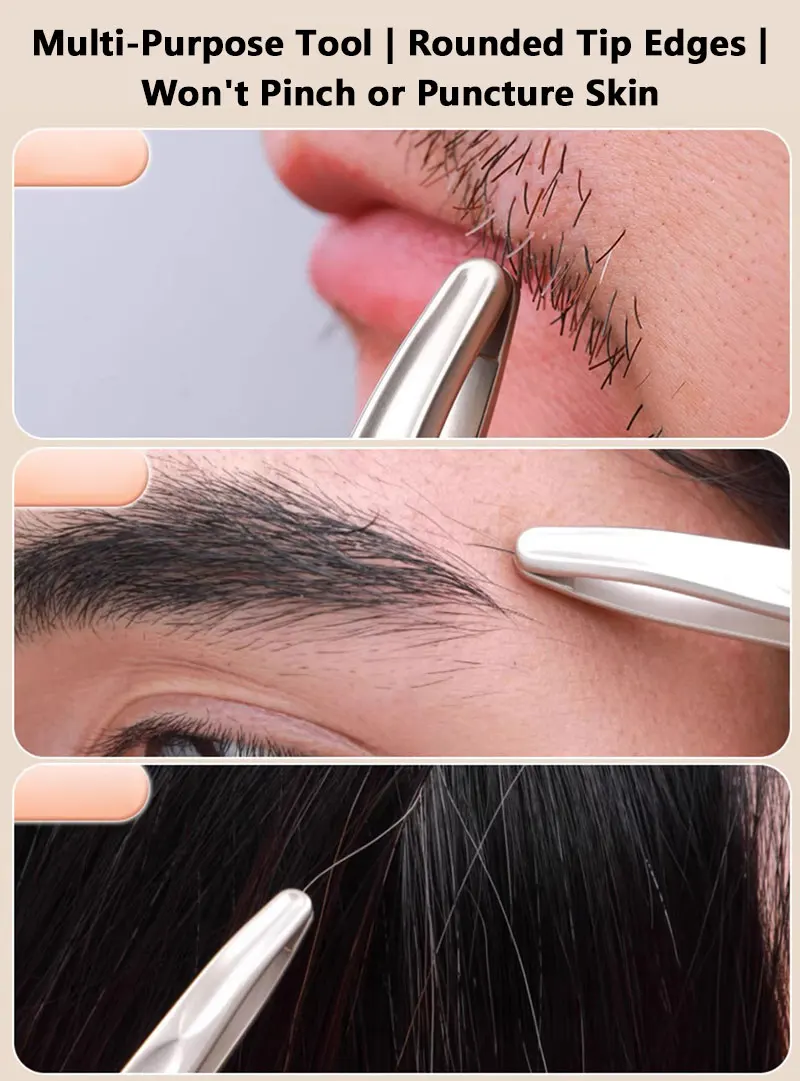 Premium Rundkopf-Pinzette für Augenbrauen- und Gesichtshaarentfernung Nahtlose Clips Präzisions-Barttrimmer für Kurze Haare – Detail 4