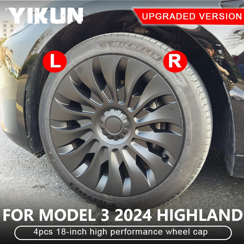 4PCS HubCap 18 Inch for New Tesla Model 3 Highland 2024 Performance Replacement Wheel Cap Automobile Full Rim Cover Accessories