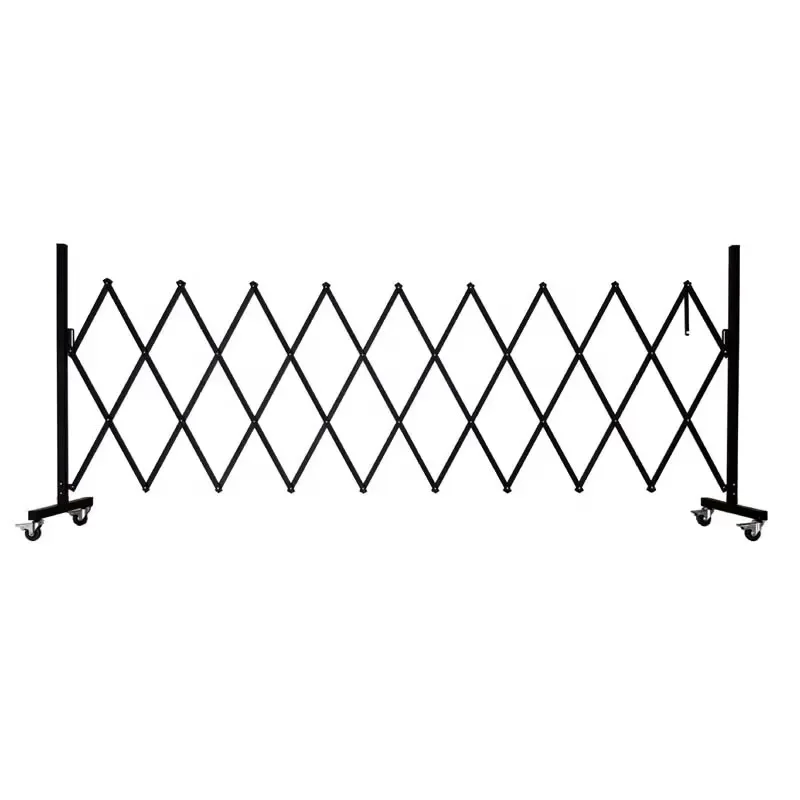 Aluminum Steel Security Expandable Pet Barrier Gate with Stoppable Casters Flexible Fence Mobile Folding Metal Barricade