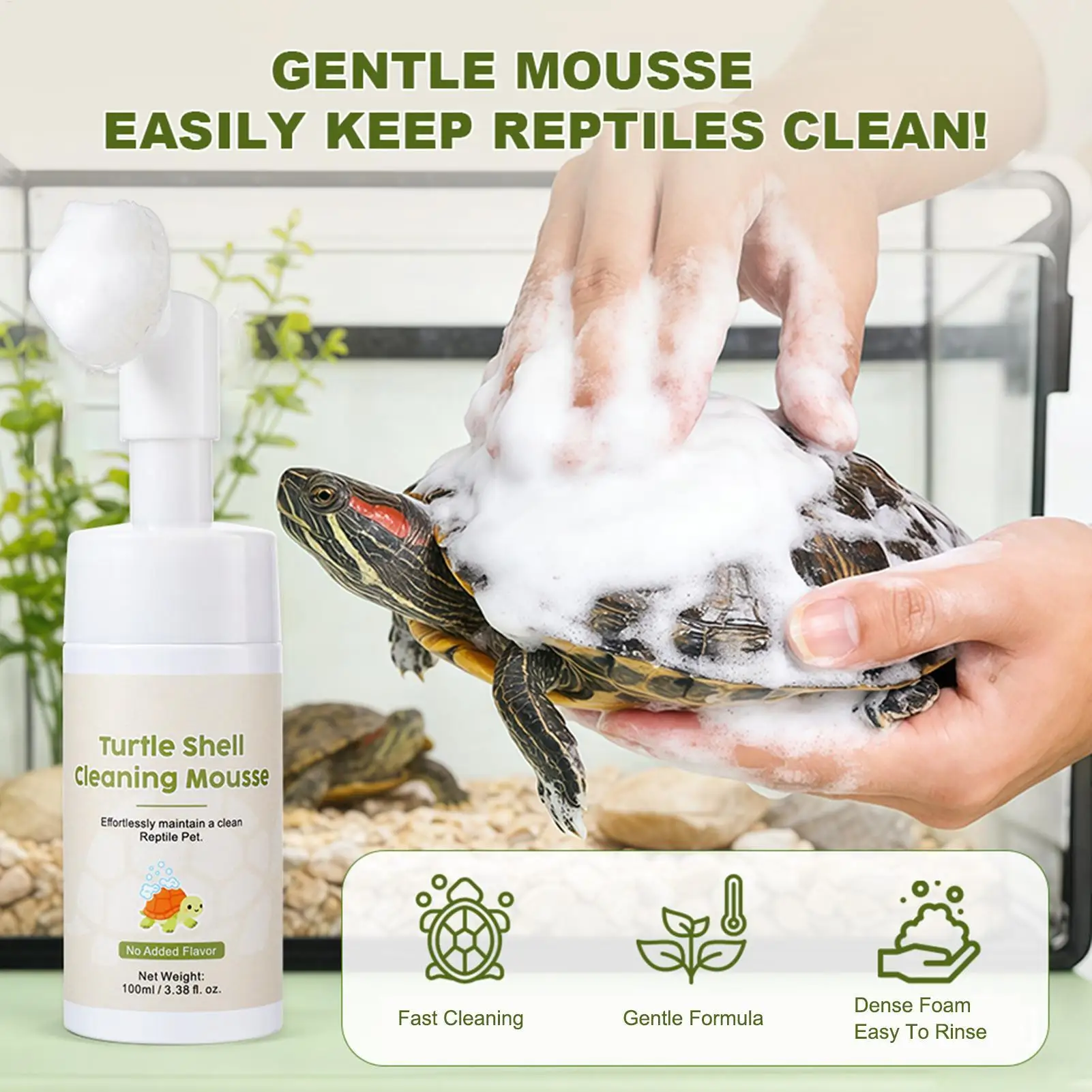 Reptile Cleaner Liquid 100ml Gentle Foaming Cleanser Moisturizing Turtle Shellcleaner For Lizard Snake Habitat Terrarium Indoor view 6