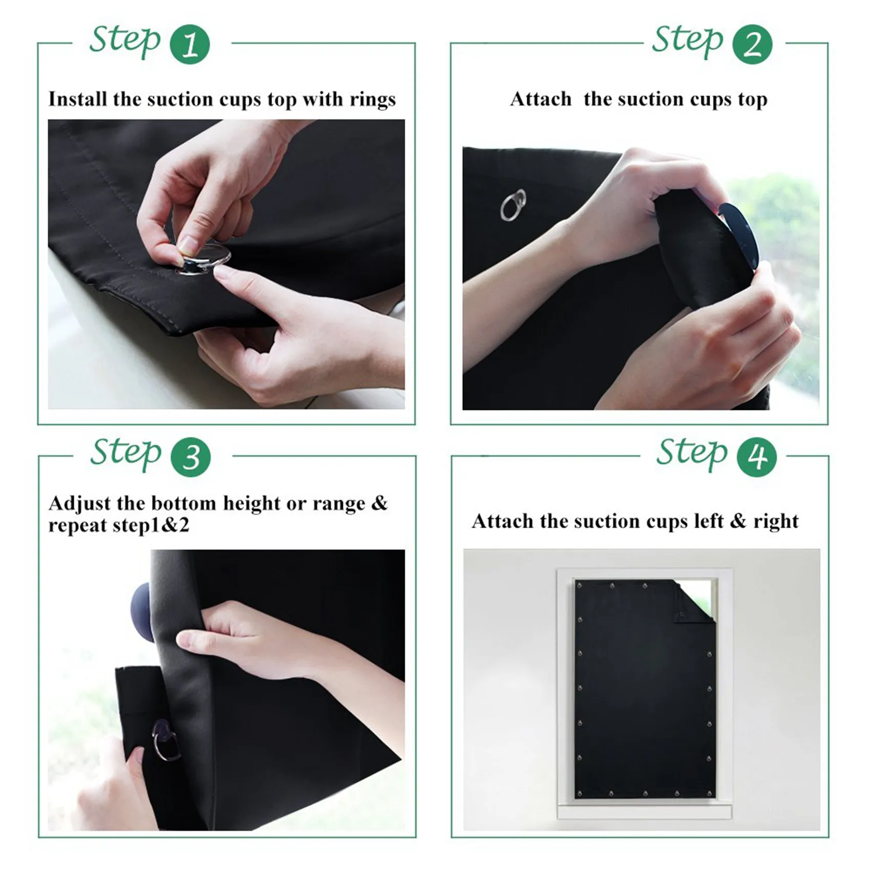 ABJN-3X Temporary Blackout Blind Curtain For Window Adjustable Sucker Shade Drape Thermal Insulated Noise Reducing Panels