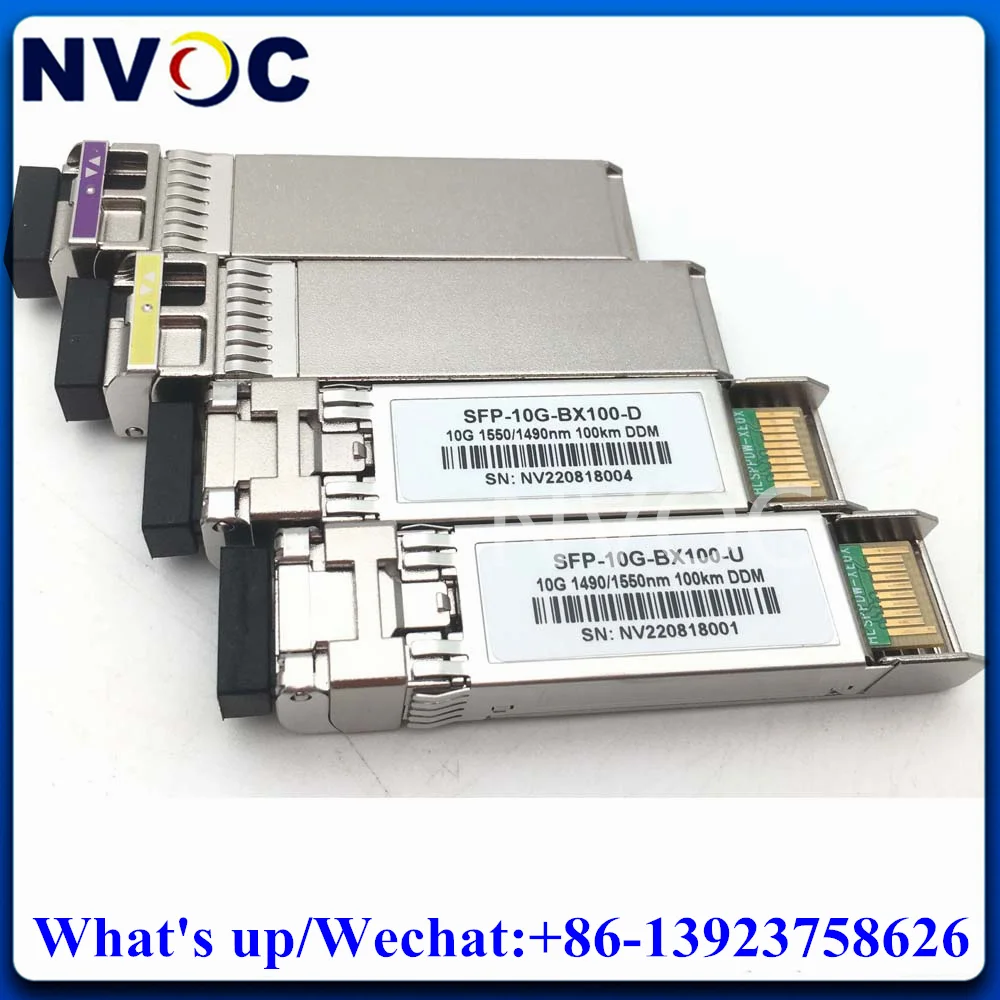 2Pairs 10G BIDI 100km SFP+ Module Tx1490nm/Rx1550nm 10GBASE WDM Fiber Optical Transceiver Single LC DDM Switch