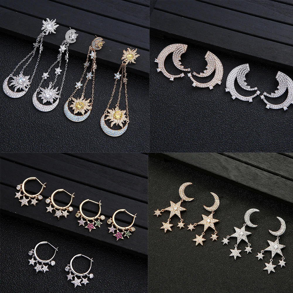 Luxury Gold Plated stars moon Drop Earrings for Women Arab brides who don’t fade Earrings Give your wife jewelry gift  ramadan