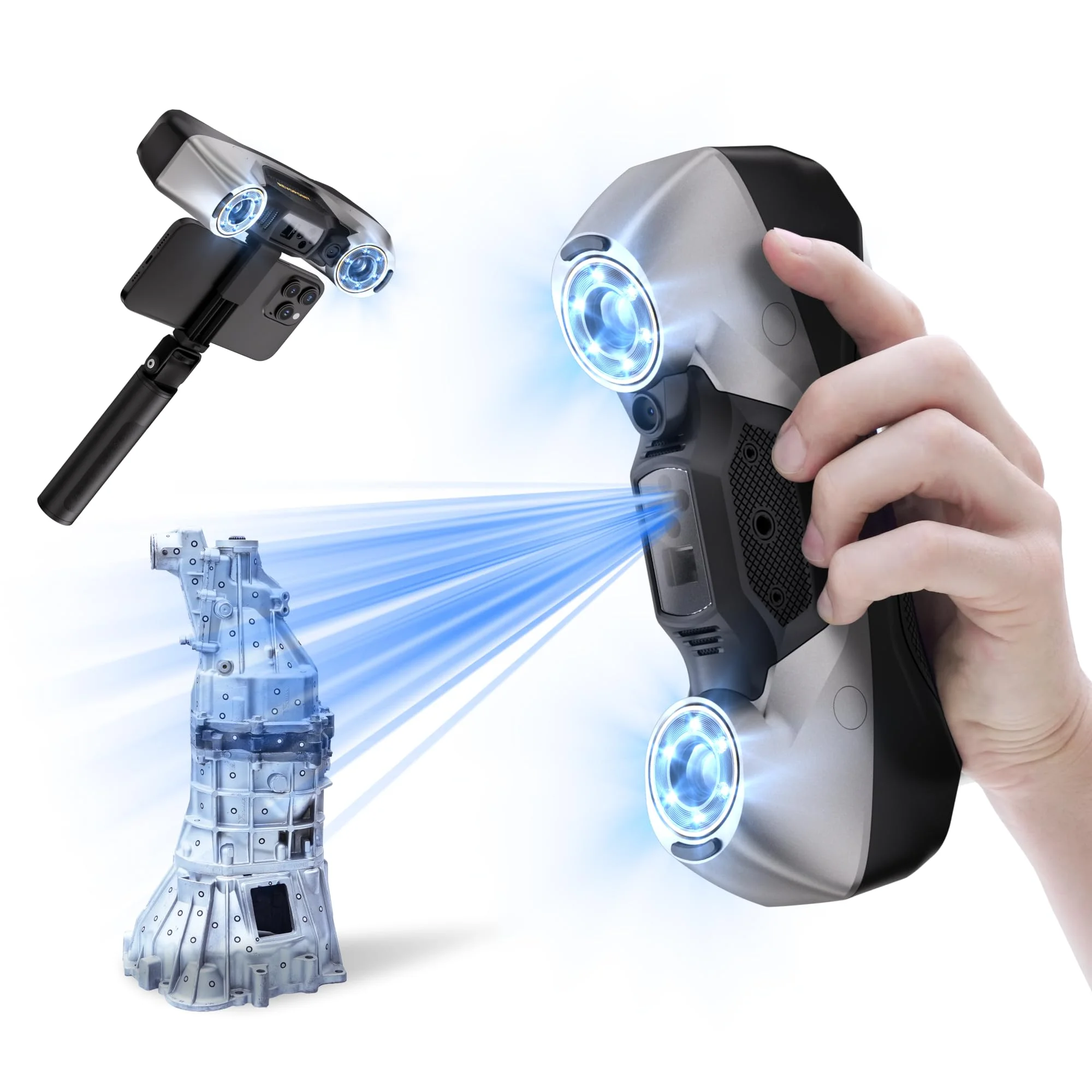 Revopoint MetroY Pro 3D Scanner for 3D Printing, Up to 0.01mm Precision, 34+15+1 Industrial Blue Laser Handheld Scanner