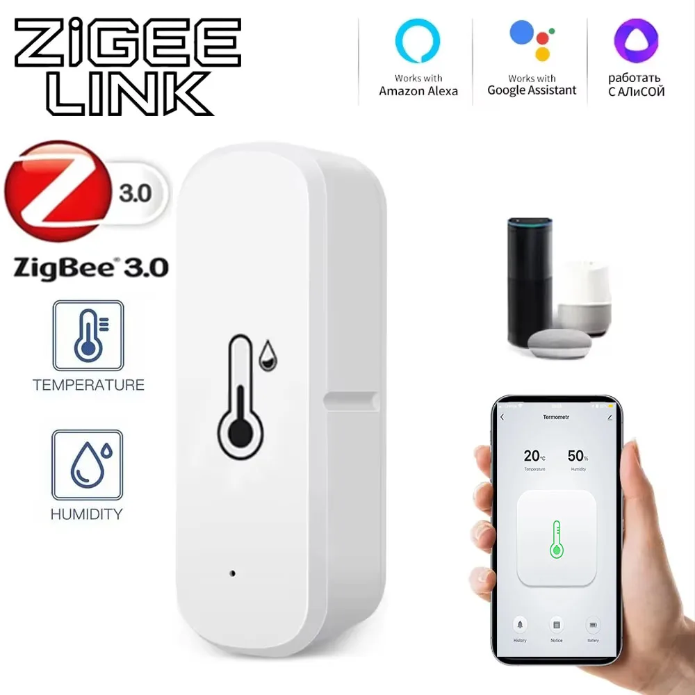 Capteur de température et d'humidité Zigbee 3.0, moniteur de maison intelligente intérieur, alertes 