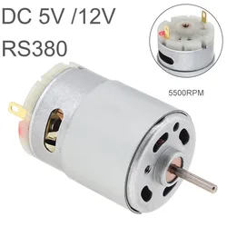 RS380 DC Motor 5V / 12V 5500RPM Micro Brush Motor with Shield Ring for DIY Toys Hair Drier Mini Fan Small Appliance