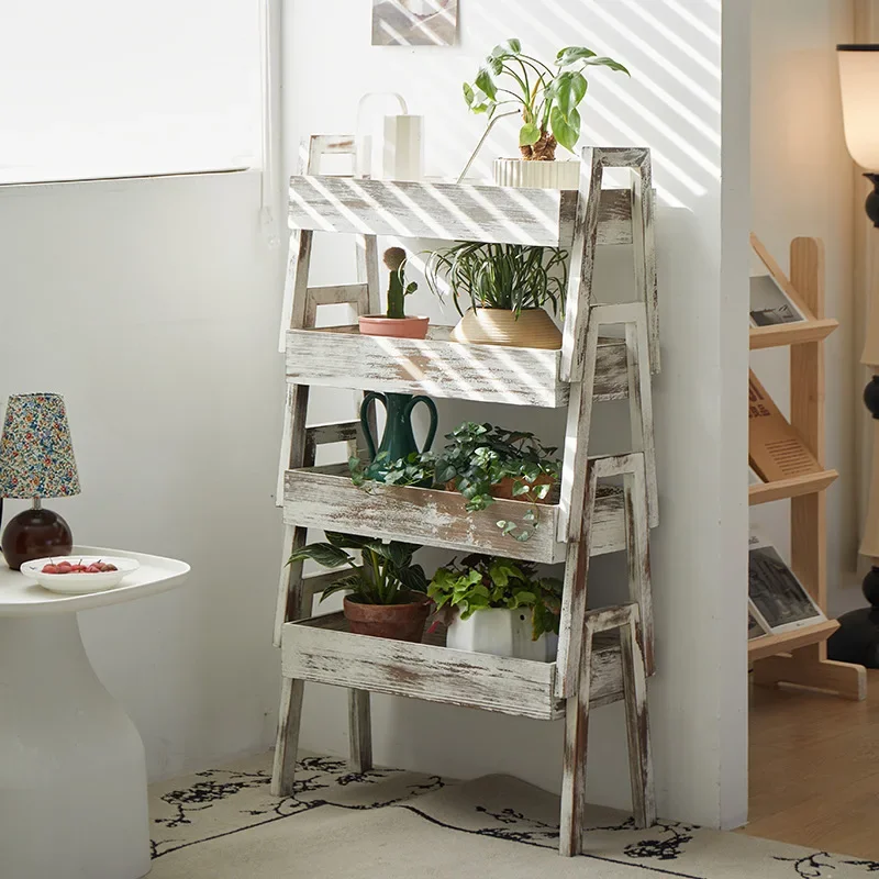 7.16-c13 plant shelf Solid wood flower stand Balcony shelf Living room floor-to-ceiling simple multi-layer flower pot bracket view 2