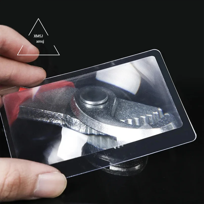 XMSJ 10PCS Magnifiers Credit Card Shape 3 X Transparent Magnifier Magnification Magnifying Fresnel lens Made of Plastics