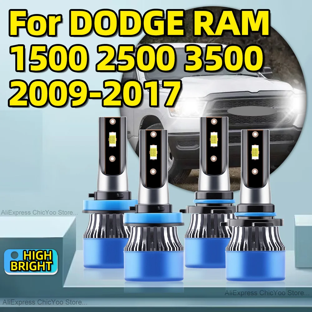 

2/4Pcs LED Headlights 28000LM 9005 H11 6000K Car Light CSP For DODGE RAM 1500 2500 3500 2009 2010 2011 2012 2013 2014 15 16 2017