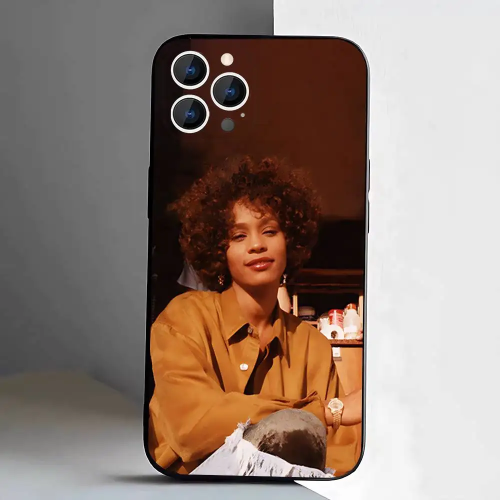 حافظة هاتف W-Whitney H-Houston لهاتف iPhone 17,16,15,14,13,12,11,Pro,XS,Max,XR,Plus,E,SE4,غطاء ناعم أسود صغير