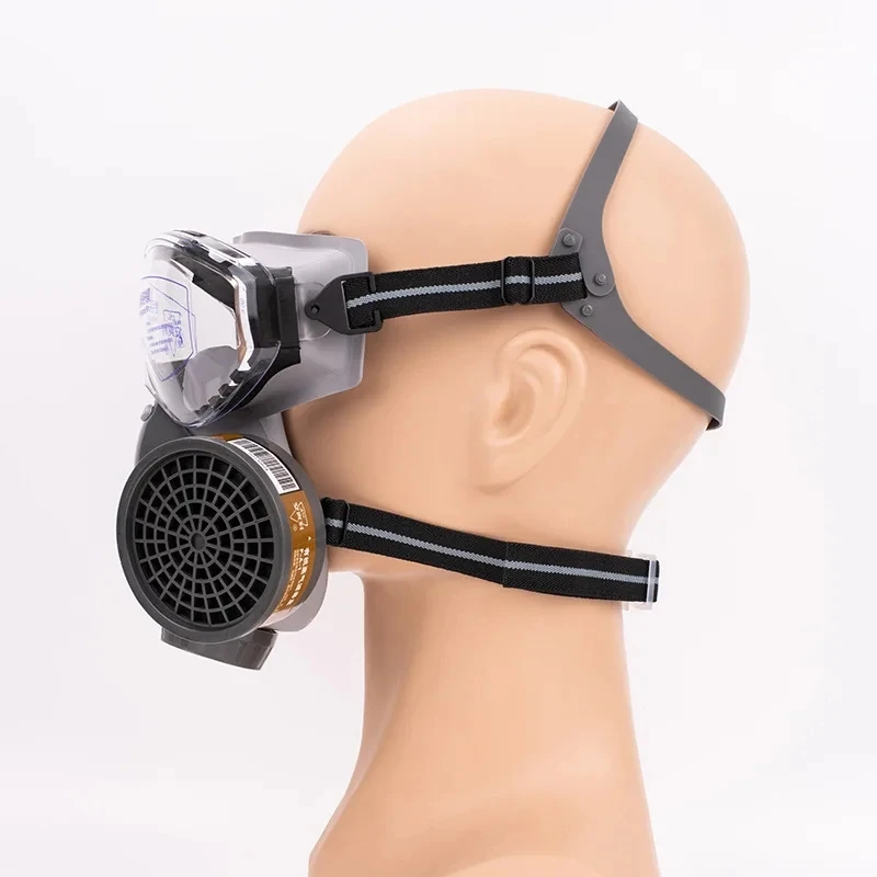Creative 2-In-1 Gas Mask Reusable Respirator Dual Filters For Painting Spraying Full Face Protection With Safety Goggles