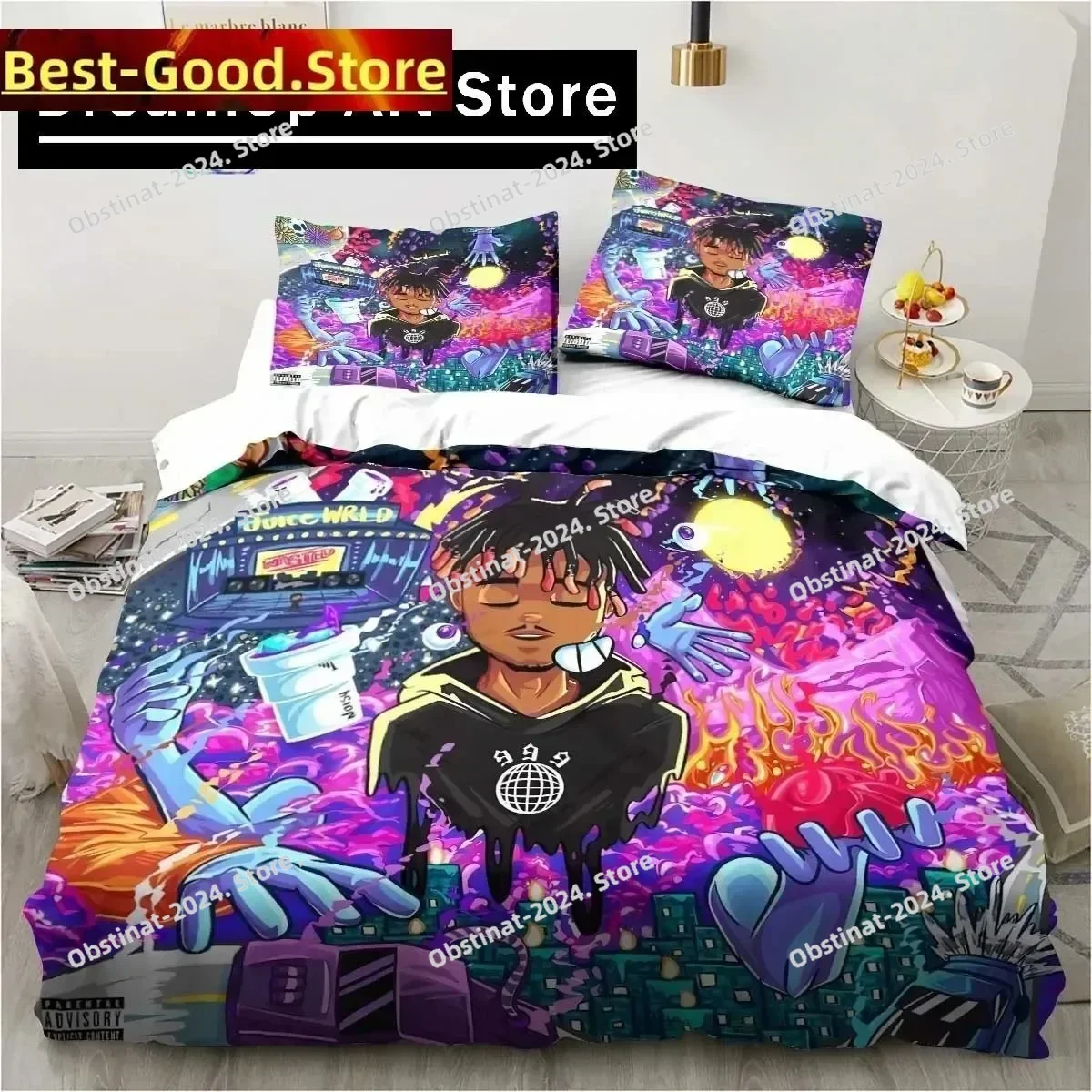 3D Print Rapper Singer Juice Wrld Bedding Set Boys Girls Twin Queen King Size Duvet Cover Pillowcase Bed boys Adult Bedroom
