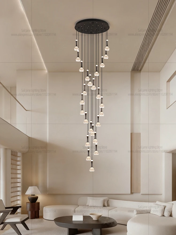Modern Home Decoration Chandelier Double Attic Pendent Living Room Ceiling Light Hanging Stairs