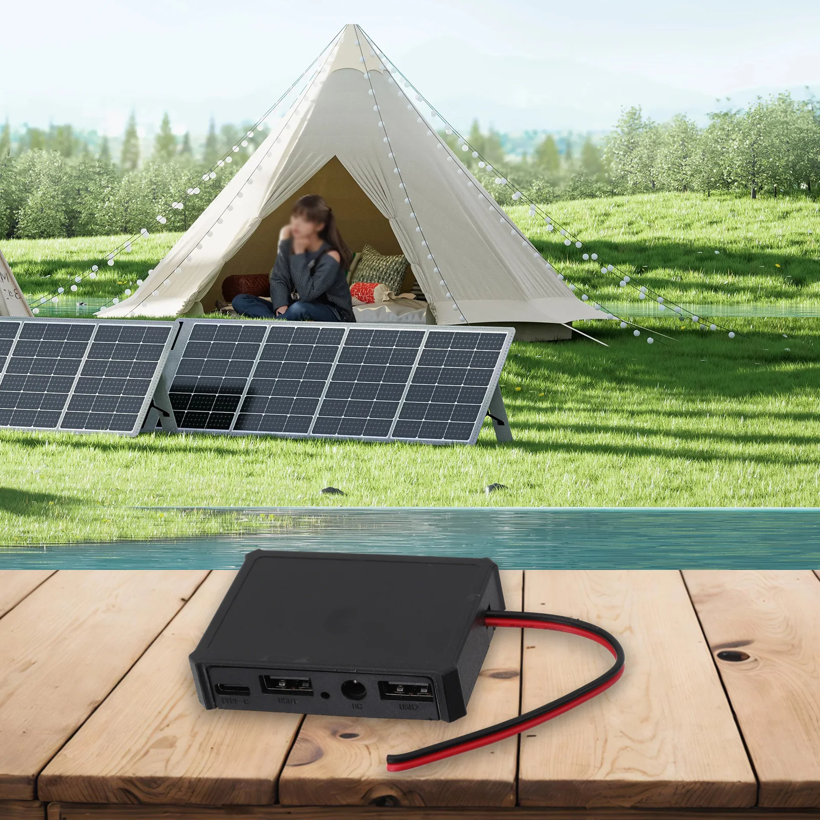 1set Solar Panel Power Conditioner Controller USB And Type C Interface Easy Connect 66*45*15mm Power Tools Accessories